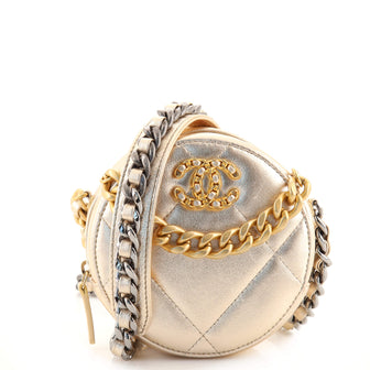 Chanel 19 Round Clutch with Chain Quilted Lambskin