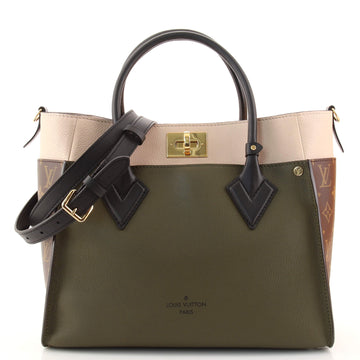 Louis Vuitton On My Side Tote Leather with Monogram Canvas MM