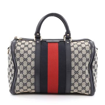 Gucci Vintage Web Boston Bag GG Canvas Medium blue
