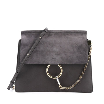 Chloe Faye Shoulder Bag Leather and Suede Medium Black