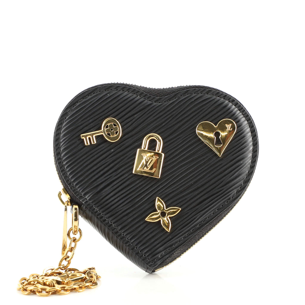 Louis Vuitton Heart Coin Purse Love Lock Black Epi Leather - Luxury Helsinki