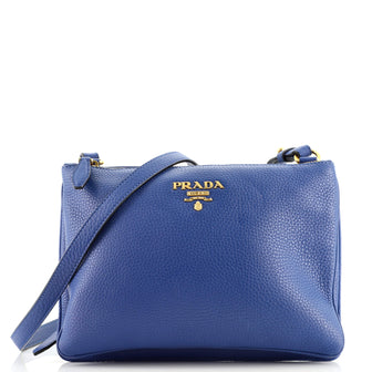 Prada Double Zip Crossbody Bag Vitello Daino Small