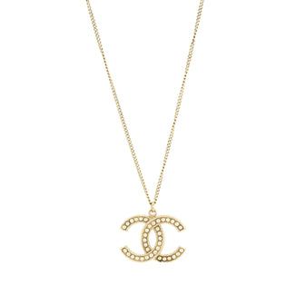 Chanel CC Pendant Necklace Metal with Faux Pearls