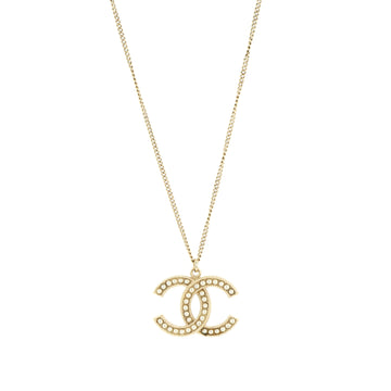 Chanel CC Pendant Necklace Metal with Faux Pearls