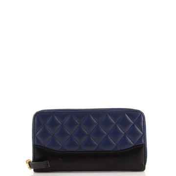 Chanel Gabrielle Zip Around Wallet Quilted Aged Calfskin Long