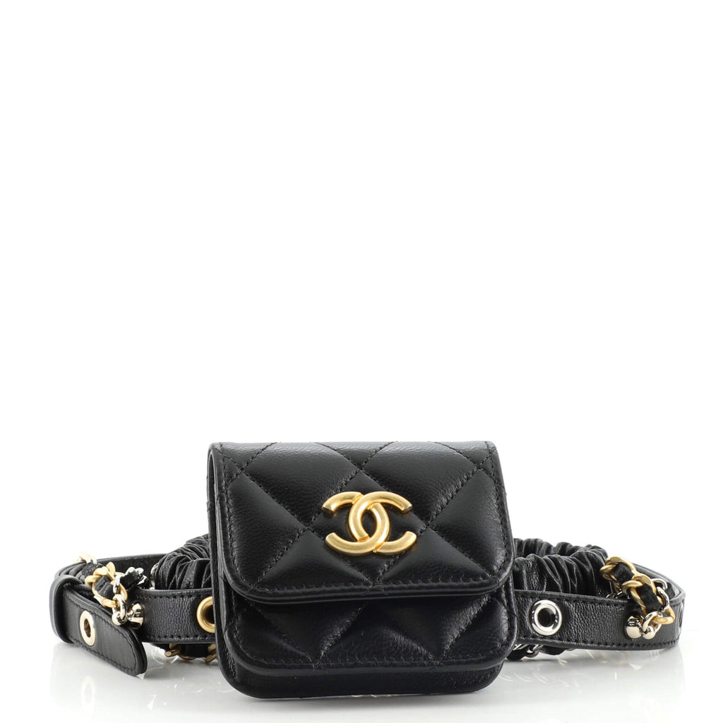 Chanel Garter Thigh Bag with Chains Quilted Lambskin Micro 162751 Chanel Garter Thigh Bag with Chains Quilted Lambskin Micro 162751