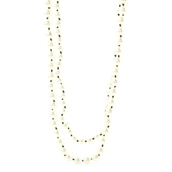 Chanel Double CC Long Necklace Faux Pearls and Metal