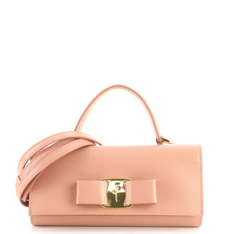 Salvatore Ferragamo Vara Bow Wallet on Strap Leather Mini