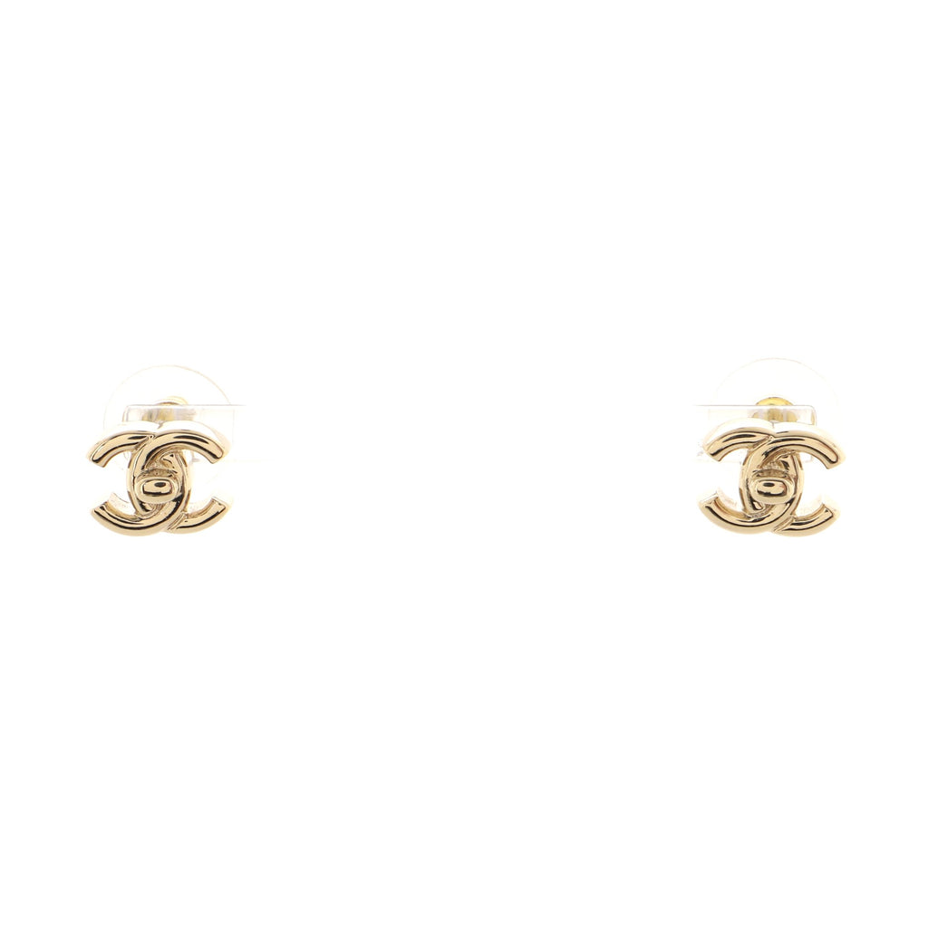 Chanel CC Turn Lock Mini Stud Earrings - Gold-Tone Metal Stud, Earrings -  CHA200915