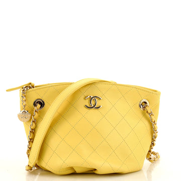 Chanel CC Shell Charm Bucket Tote Stitched Leather Mini