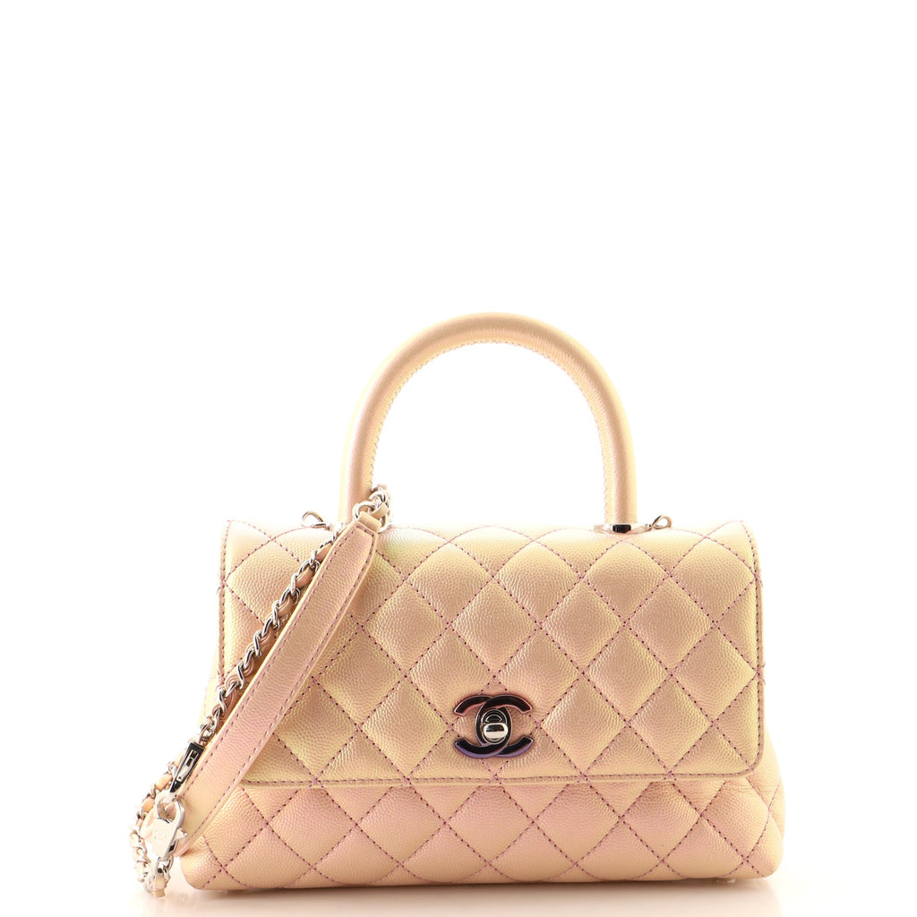 Chanel Coco Top Handle Bag Quilted Caviar Mini Multi color 1627602