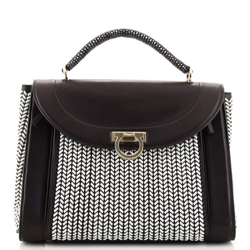 Salvatore Ferragamo Sofia Rainbow Saddle Bag Woven Leather Medium