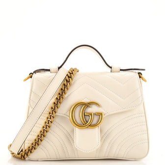 Gucci GG Marmont Top Handle Flap Bag Matelasse Leather Mini