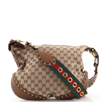 Gucci Pelham Web Hobo Studded GG Canvas Medium