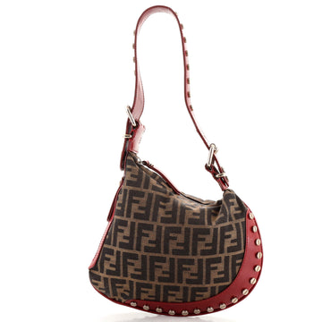Fendi Oyster Bag Zucca Canvas with Studded Leather Small