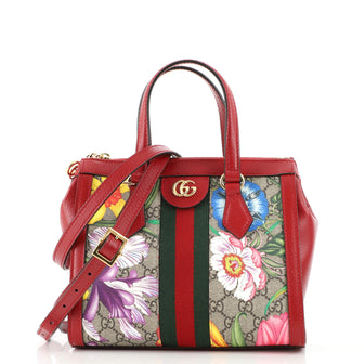 Gucci Ophidia Top Handle Tote Flora GG Coated Canvas Small