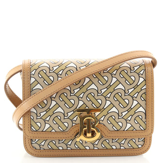 Burberry TB Flap Bag Monogram Print Leather Mini