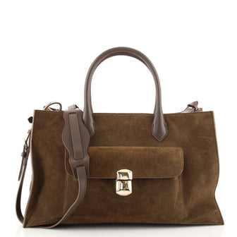 Balenciaga Padlock All Time Work Tote Suede