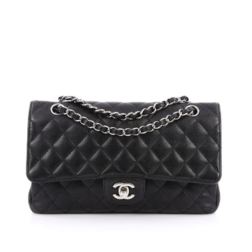 Chanel Classic Double Flap Bag Quilted Caviar Medium Black