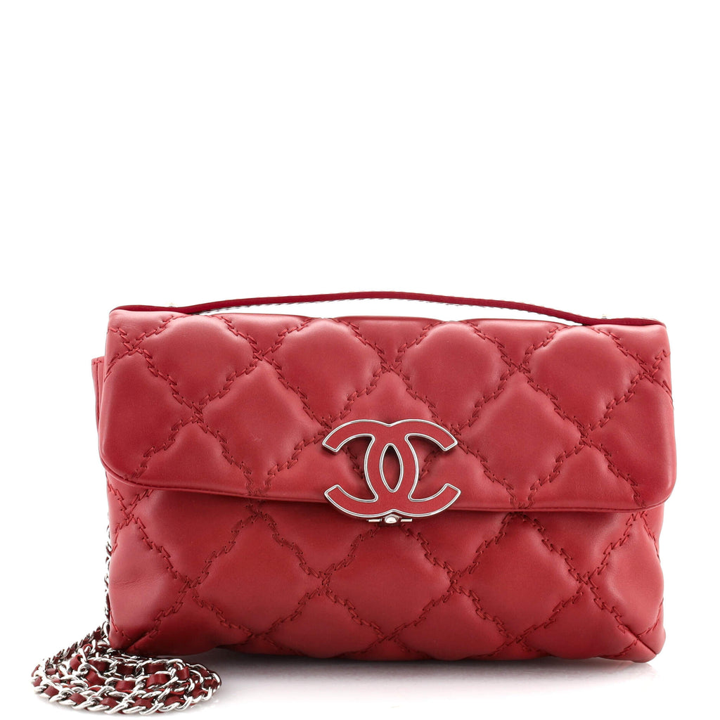 Chanel Double Stitch Hamptons Flap Bag Quilted Calfskin Mini