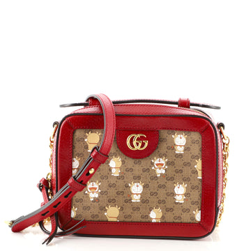 Gucci Doraemon Ophidia Zip Around Camera Bag Printed Mini GG Coated Canvas Mini
