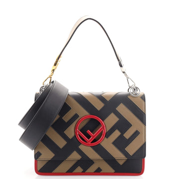 Fendi Kan I F Shoulder Bag Inlaid Zucca Leather Medium