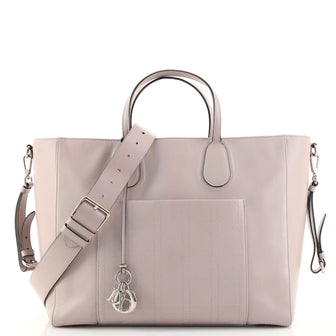 Christian Dior Front Pocket Shopping Tote Leather with Cannage Quilt Detail Medium