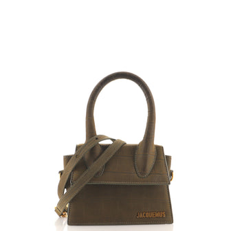 Jacquemus Le Chiquito Moyen Bag Crocodile Embossed Suede