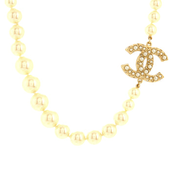 Chanel CC 100th Anniversary Short Necklace Metal with Faux Pearls and Crystals