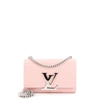 Louis Vuitton Chain Louise Clutch Patent Leather MM Pink