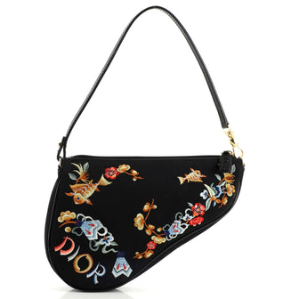 Christian Dior Vintage Saddle Bag Printed Canvas Mini
