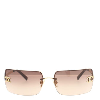 Chanel CC Rectangular Sunglasses Metal with Crystal