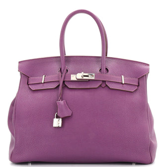 Hermes Birkin Handbag Purple Togo with Palladium Hardware 35
