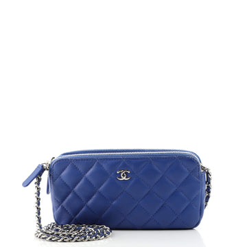 Chanel Double Zip Clutch with Chain Quilted Lambskin