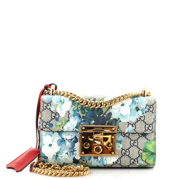 Gucci Padlock Shoulder Bag Blooms Print GG Coated Canvas Small