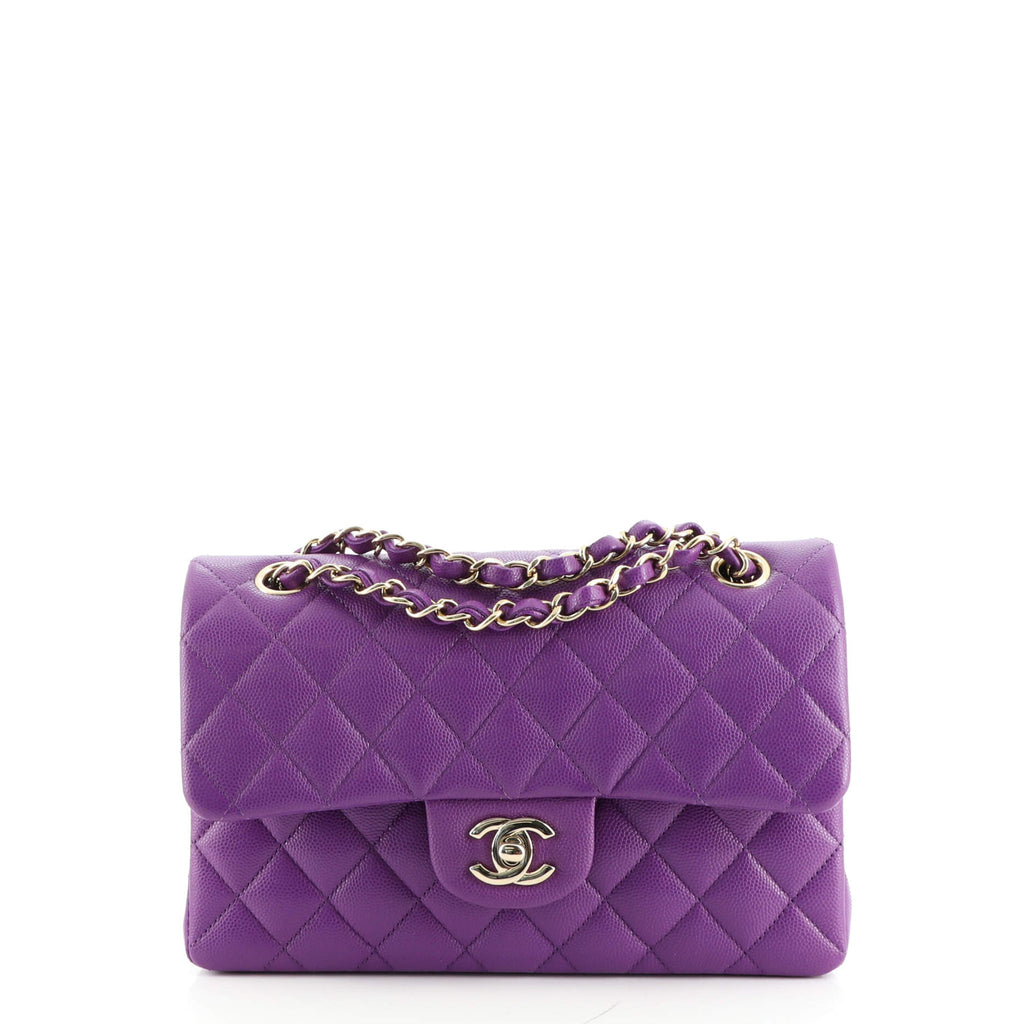 Chanel Classic Double Flap Bag Quilted Caviar Small Purple 1630751