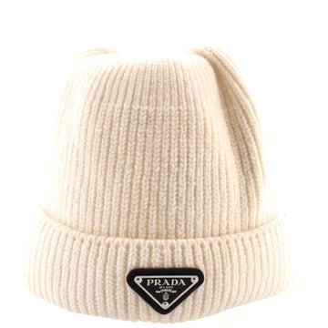 Prada Logo Beanie Wool and Cashmere