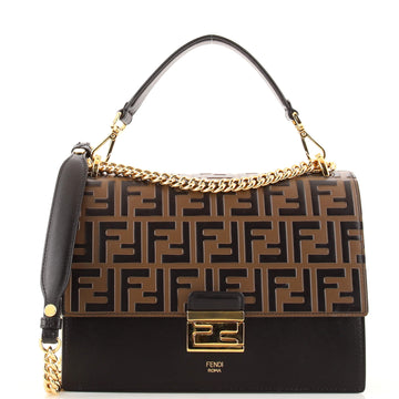 Fendi Kan U Shoulder Bag Zucca Embossed Leather Medium