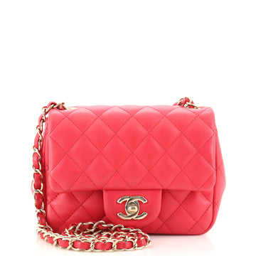 Chanel Square Classic Single Flap Bag Quilted Lambskin Mini