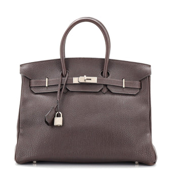 Hermes Birkin Handbag Brown Fjord with Brushed Palladium Hardware 35
