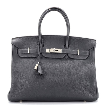 Hermes Birkin Handbag Blue Fjord with Palladium Hardware 35