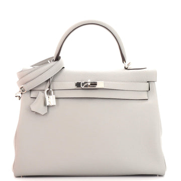 Hermes Kelly Handbag Grey Togo with Palladium Hardware 32
