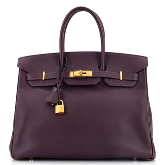 Birkin Handbag Raisin Epsom with Gold Hardware 35