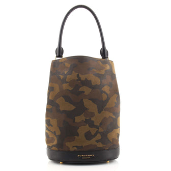 Burberry Bucket Bag Camouflage Suede Medium