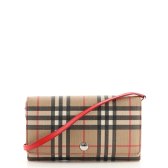 Burberry Hannah Wallet on Strap Vintage Check Canvas