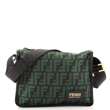 Fendi Vintage Zip Messenger Bag Zucca Canvas Small