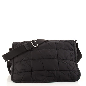 Prada Buckle Messenger Bag Quilted Tessuto Large
