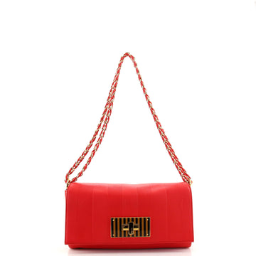 Fendi Claudia Shoulder Bag Pequin Embossed Leather Small