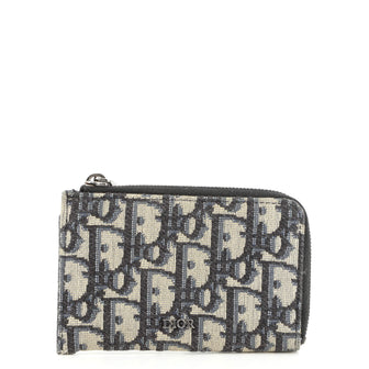 Christian Dior Half Zip Card Holder Oblique Canvas
