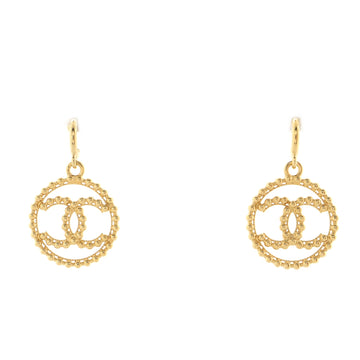 Chanel High Society CC Dangle Hoop Earrings Metal